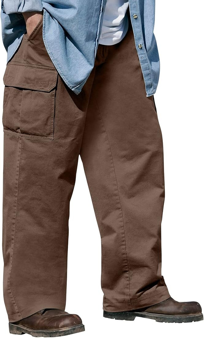 Boulder Creek by Kingsize Men's Big & Tall Renegade Side-Elastic Waist Cargo Pants | Amazon (US)