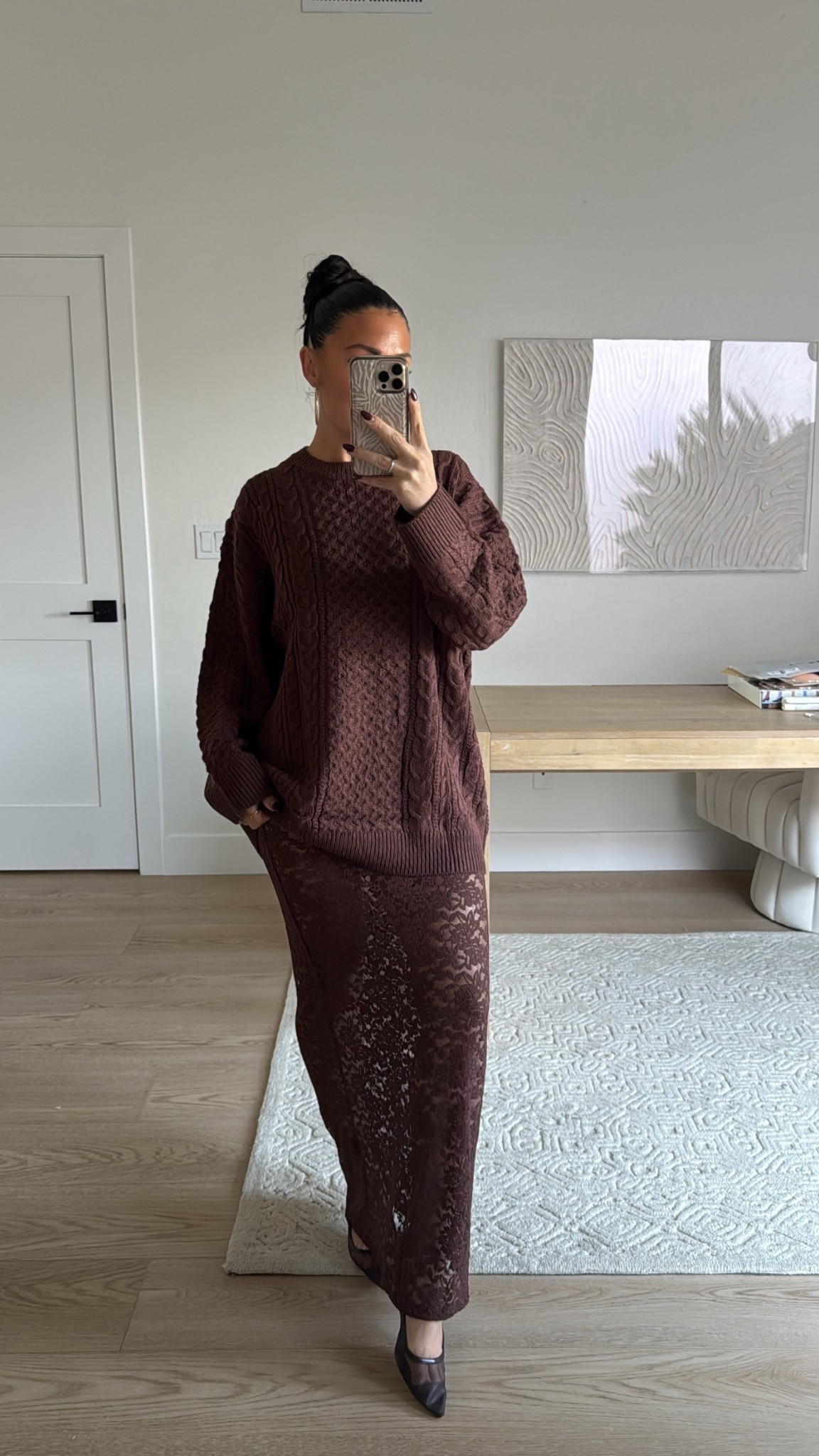 Tonight’s church outfit! 
Amazon oversized sweater size medium 
Lace skirt size small 
Amazon heels 

Brown outfit 
Holiday outfit 


#LTKootd #LTKHoliday #LTKgrwm