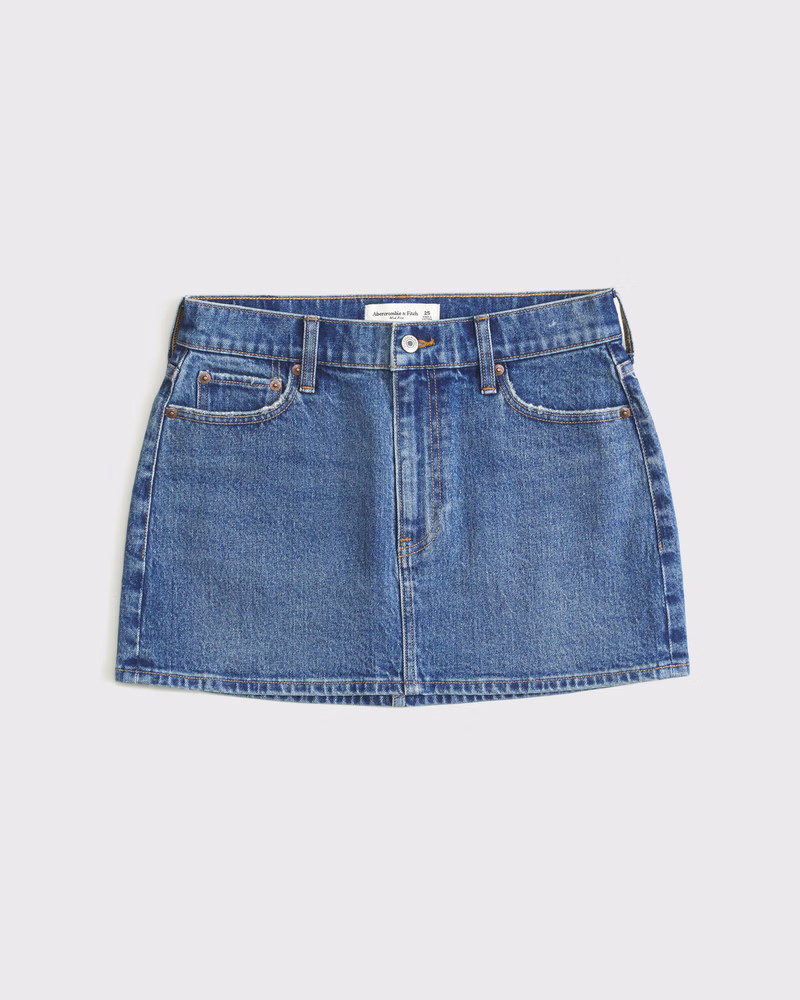 Mid Rise Denim Mini Skirt | Abercrombie & Fitch (US)