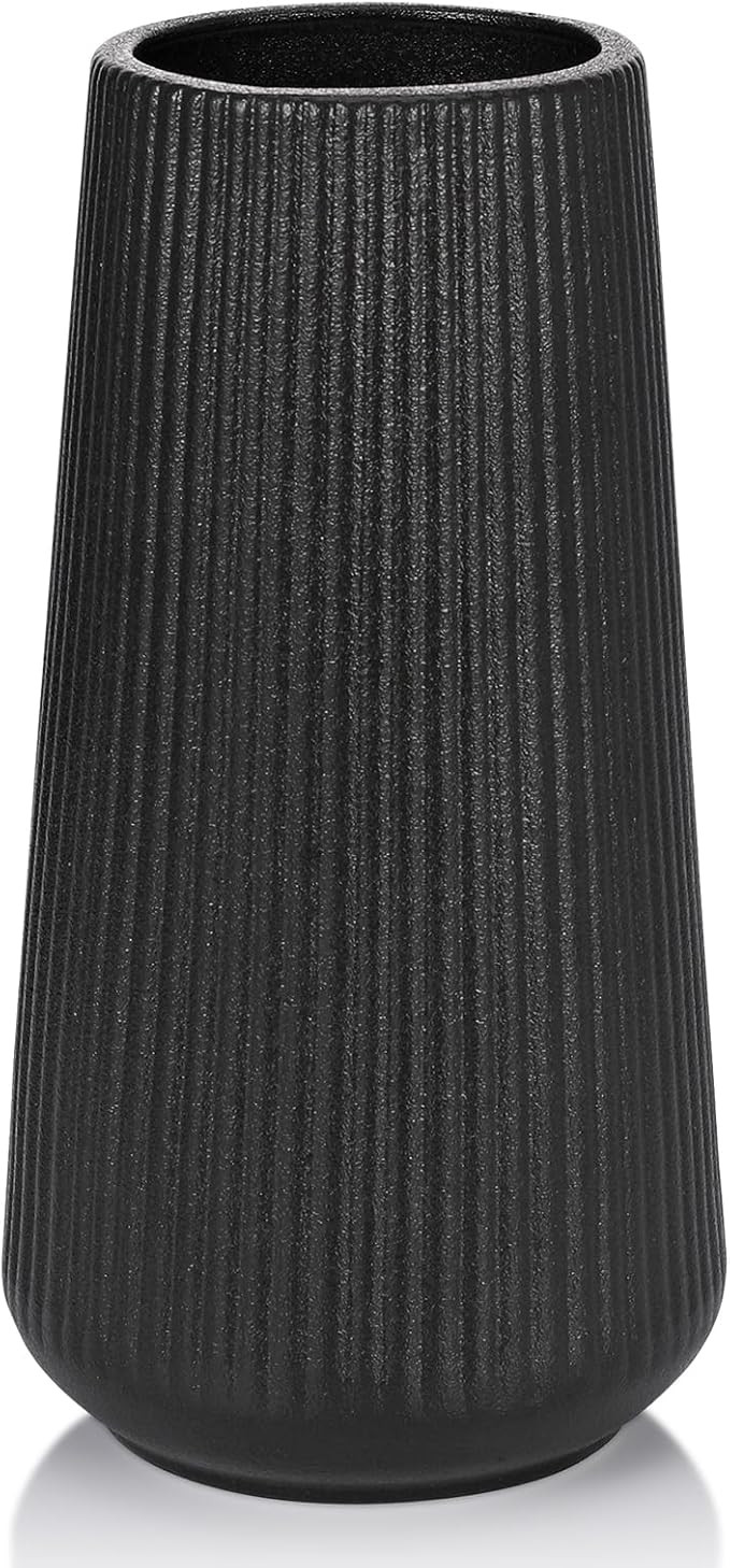 Matte Black Ceramic Vase, GUKJOB Flower Vase Ceramic Vase for Flowers, Christmas Decorations Cera... | Amazon (US)