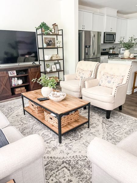 Neutral spring living room, accent chair, tufted chair, bookcase, coffee tablee

#LTKhome #LTKSeasonal