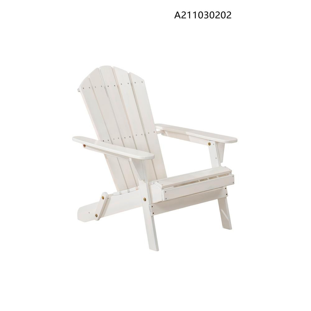 Hampton Bay Adirondack Classic White Outdoor Patio Folding Wood Chair A211030202 - The Home Depot | The Home Depot