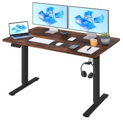FDW 48 Adjustable Height Standing Desk Computer Desk with Large Space and Headphone Holder with Electric Lifting and 2 Memory Function,Brown | Target