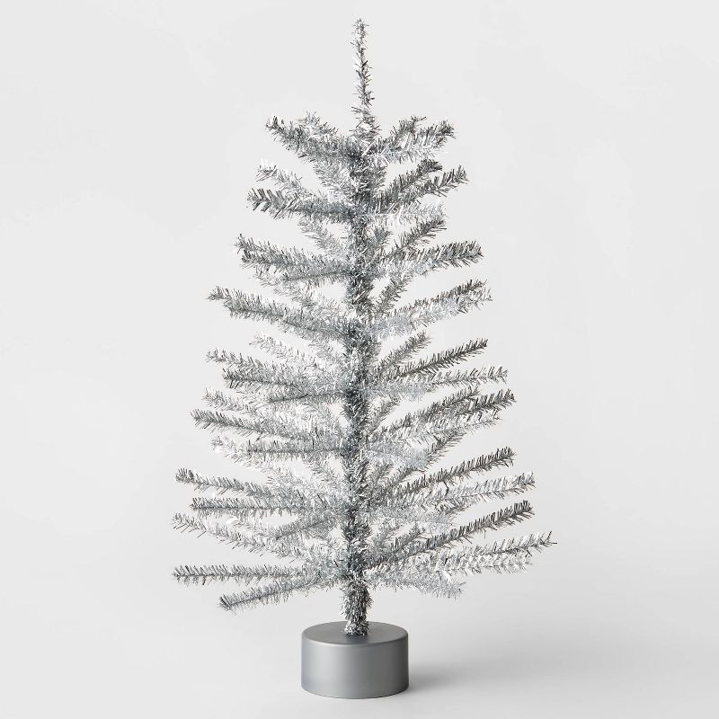 24" Unlit Tinsel Mini Artificial Christmas Tree Silver - Wondershop™ | Target