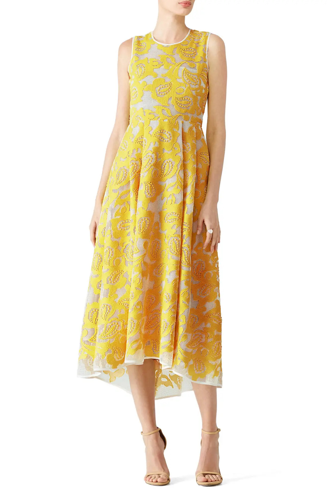 Yellow Abstract Stitch Dress | Rent the Runway