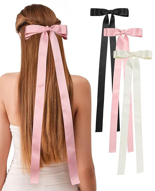 Silky Satin Big Bow Hair Barrette for Women Girls Ribbon Big Hair Bow Clips Bowknot Hair Clips wi... | Amazon (US)