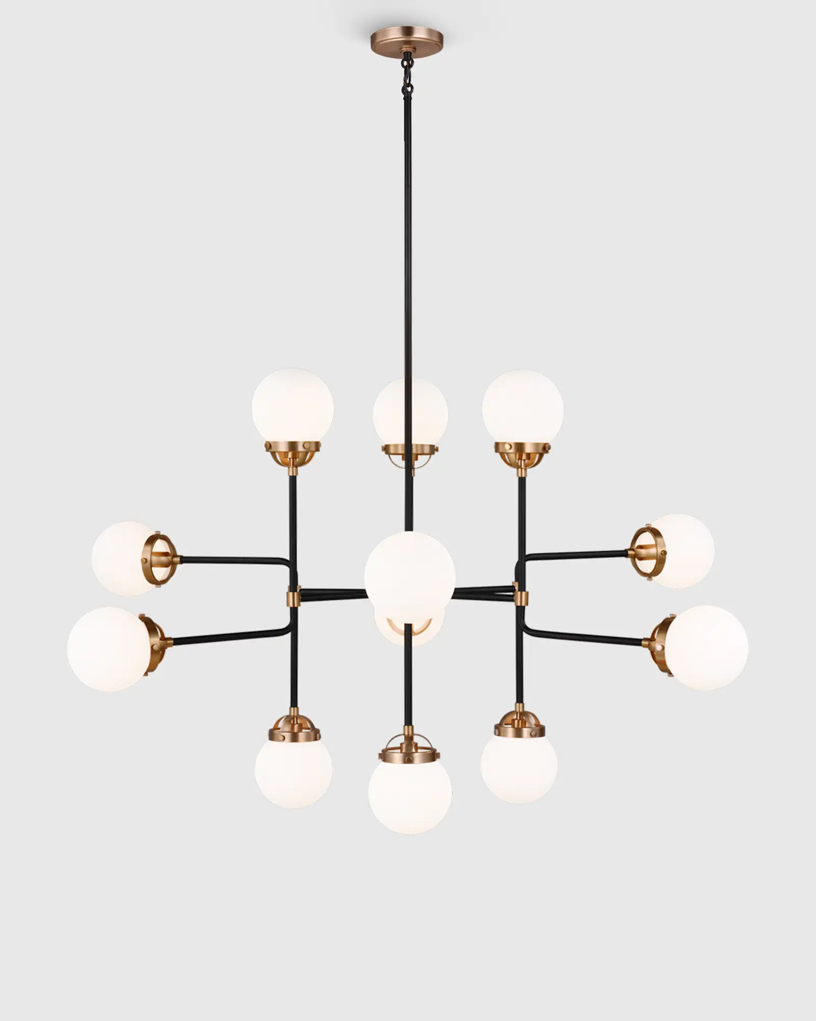Multi Glass Globe Steel Chandelier in Black | Quince