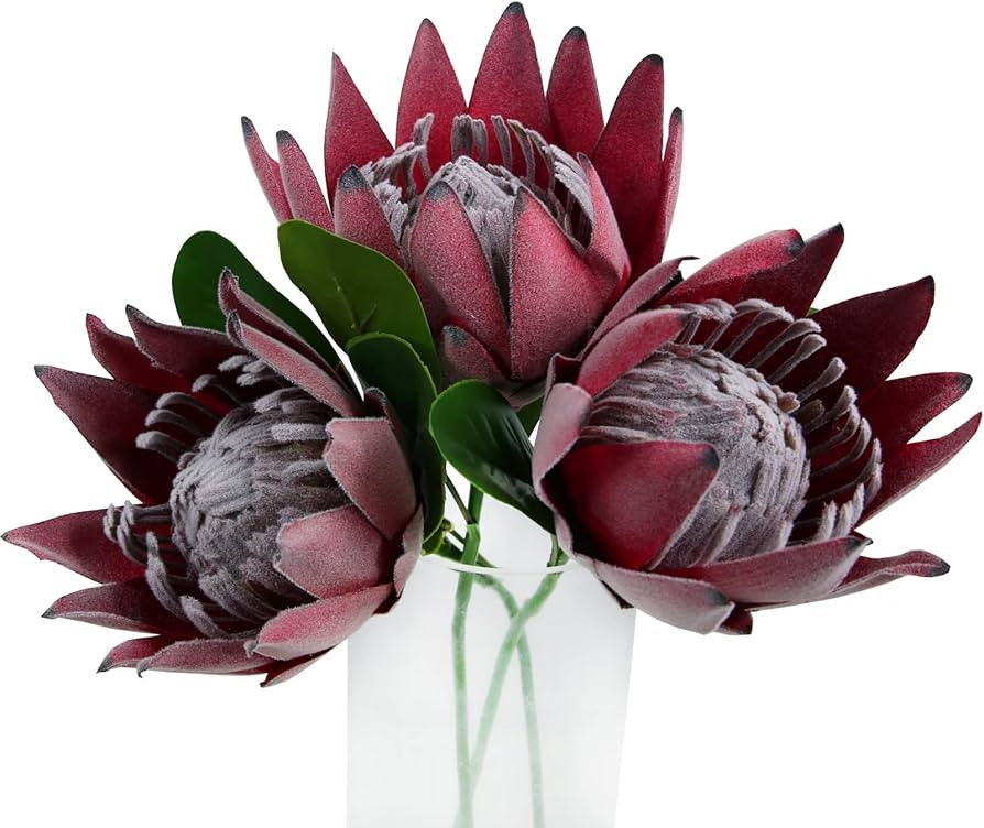 Tinsow Artificial Protea Cynaroides for Flower Arrangements, Faux Silk Bouquet for Table Decorati... | Amazon (US)
