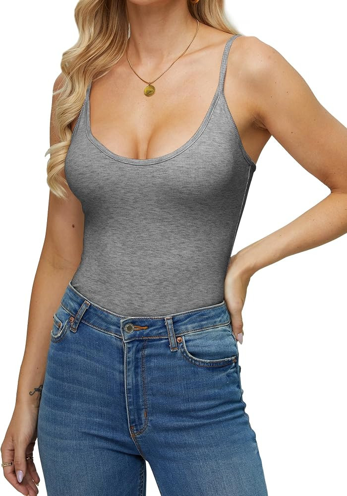 iGENJUN Tank Tops for Women 2025 Spaghetti Strap Full Length Backless Summer Camisole U Neck Slim... | Amazon (US)