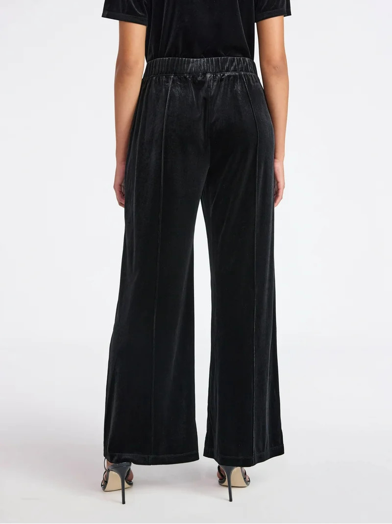 Sofia by Sofia Vergara Women's and Women's Plus Size Velvet Wide Leg Pants, 32" Inseam, Sizes XS-... | Walmart (US)
