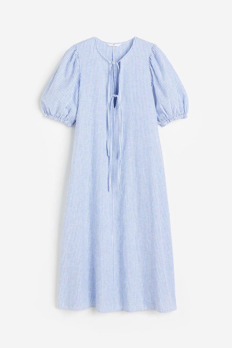 Tie-detail Linen-blend Dress | H&M (US)