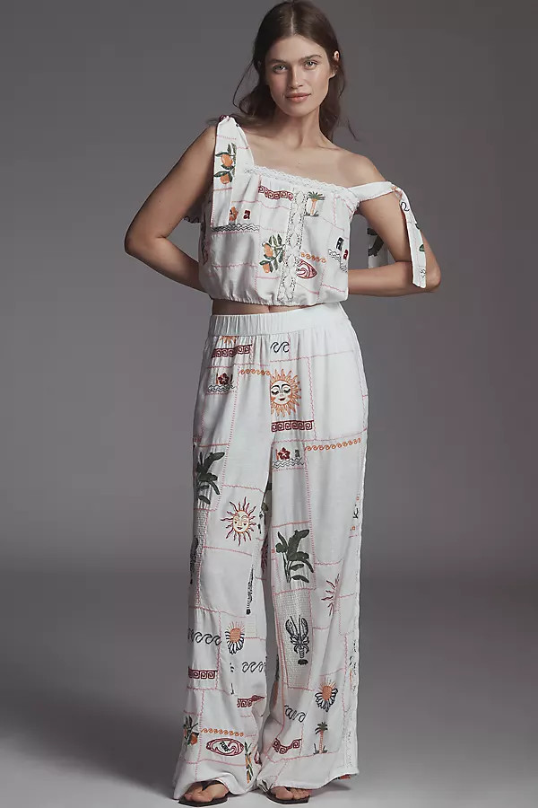 Pilcro Embroidered Patchwork Pants | Anthropologie (US)