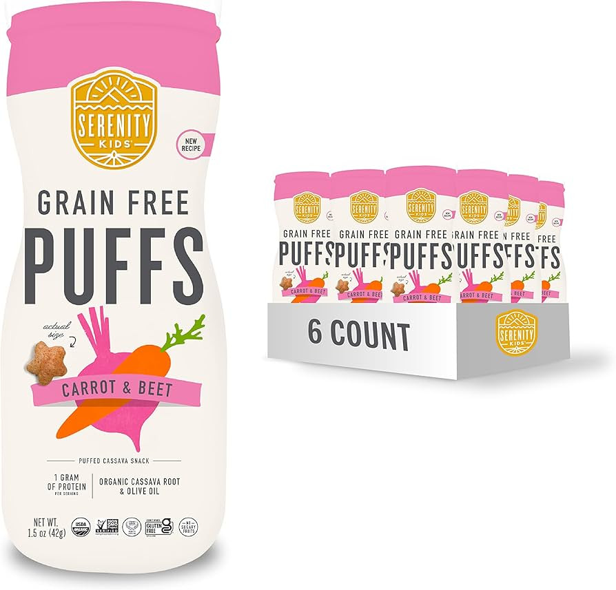 Serenity Kids 6+ Months Grain Free Puffs Toddler & Baby Snack | No Added Sugar, Gluten & Rice Fre... | Amazon (US)