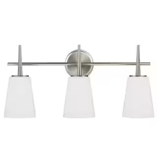 Generation Lighting Driscoll 24.5 in. 3-Light Contemporary Modern Brushed Nickel Wall Bathroom Va... | The Home Depot