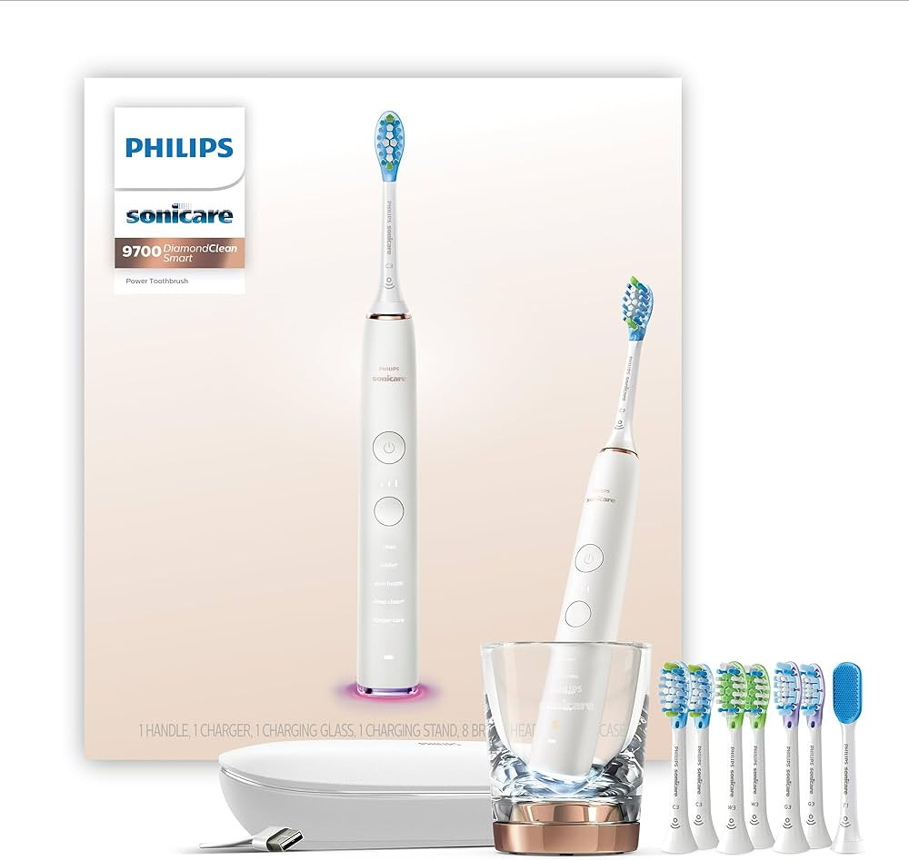 Philips Sonicare DiamondClean Smart 9700 Rechargeable Electric Power Toothbrush, Rose Gold, HX995... | Amazon (US)