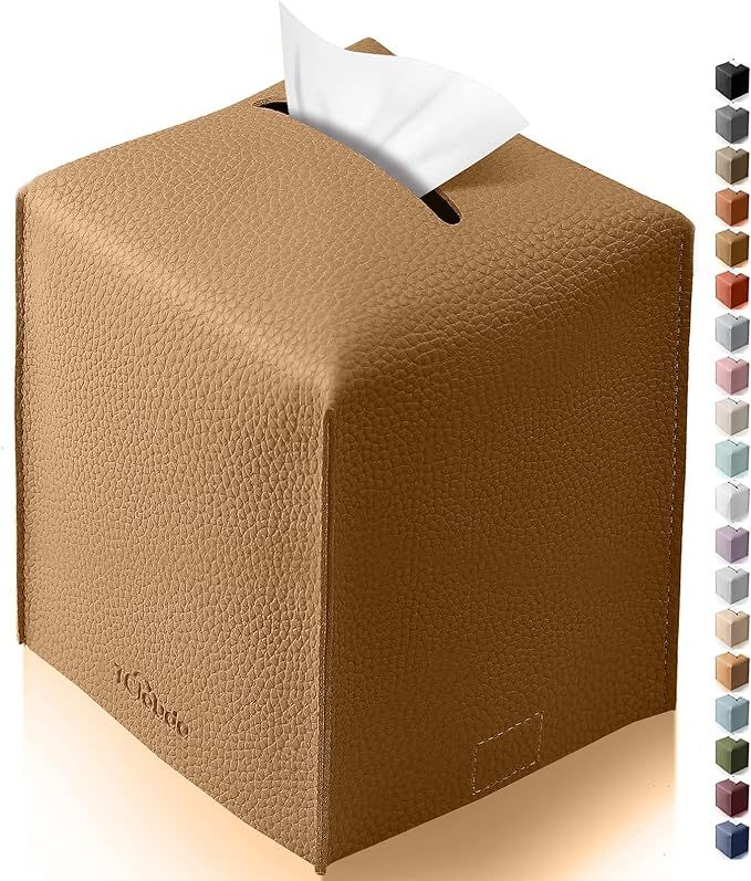 Tclouda Tissue Box Cover for PU Leather, Modern Simple Solid Color Holder Square Tissue Bag, Idea... | Amazon (US)