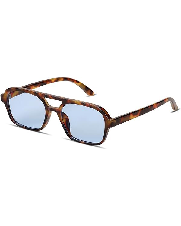 Vintage 70s Sunglasses for Women Men Retro Square Aviator Sun Glasses | Amazon (US)