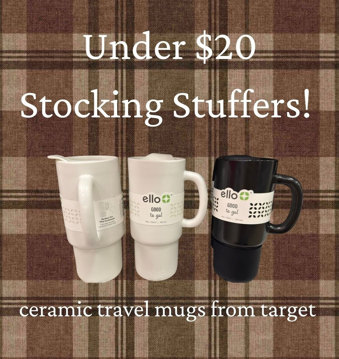 🎁 Stocking Stuffer / Under $25 Gifts
Such a good under-$25 gift for any coffee or tea lover 🤍

The Ello Commute 18oz ceramic travel mug feels high quality, keeps drinks hot, fits in cup holders, and looks cute doing it.

Perfect stocking stuffer or last-minute Target grab before Christmas — especially at $15.99.
Linked on LTK ✨

#stockingstufferideas #under25gifts #targetgifts #cozygifts #coffeeaccessories #holidaygiftideas #teagifts #affordablegifting #ltkfinds #ltkhome #giftguide #cozylifestyle 

 #LTKGiftGuide #LTKHoliday #LTKFindsUnder50