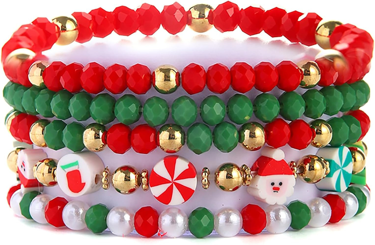 Christmas Bracelets for Women,Santa Christmas tree Snow Bracelet Sets Christmas Surfer Heishi Bra... | Amazon (US)