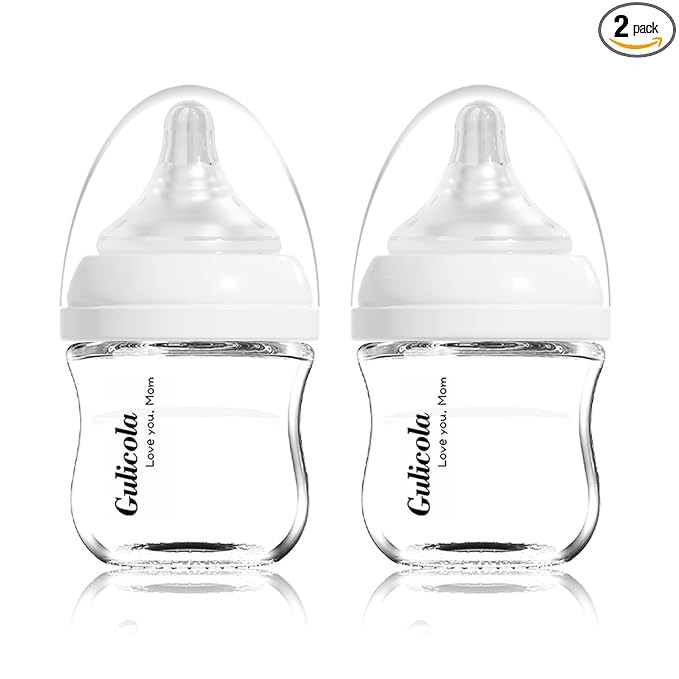 Gulicola Small Glass Baby Bottle for Newborn Breastfeeding Babies, Preemie & Extra Slow Flow Nipp... | Amazon (US)