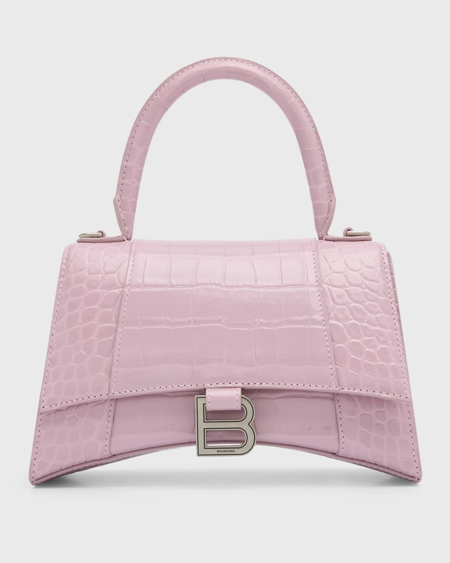 Balenciaga Hourglass Small Croc-Embossed Bag | Neiman Marcus