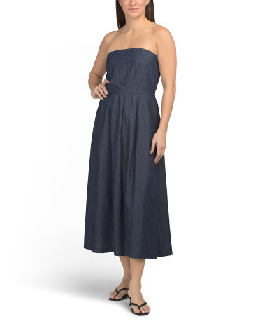 Strapless Denim Midi Dress for Women | Cotton | Marshalls