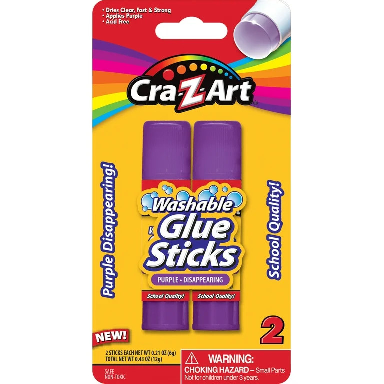 Cra-Z-Art Washable Glue Sticks, Disappearing Purple, 2 Count | Walmart (US)