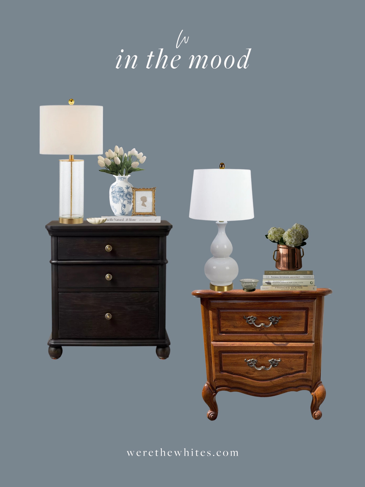 Nightstand styling! I love both of these options—one is modern vintage while the other English traditional, but both are timeless and so beautiful! A mix of affordable and vintage finds. 

#LTKHome #LTKStyleTip