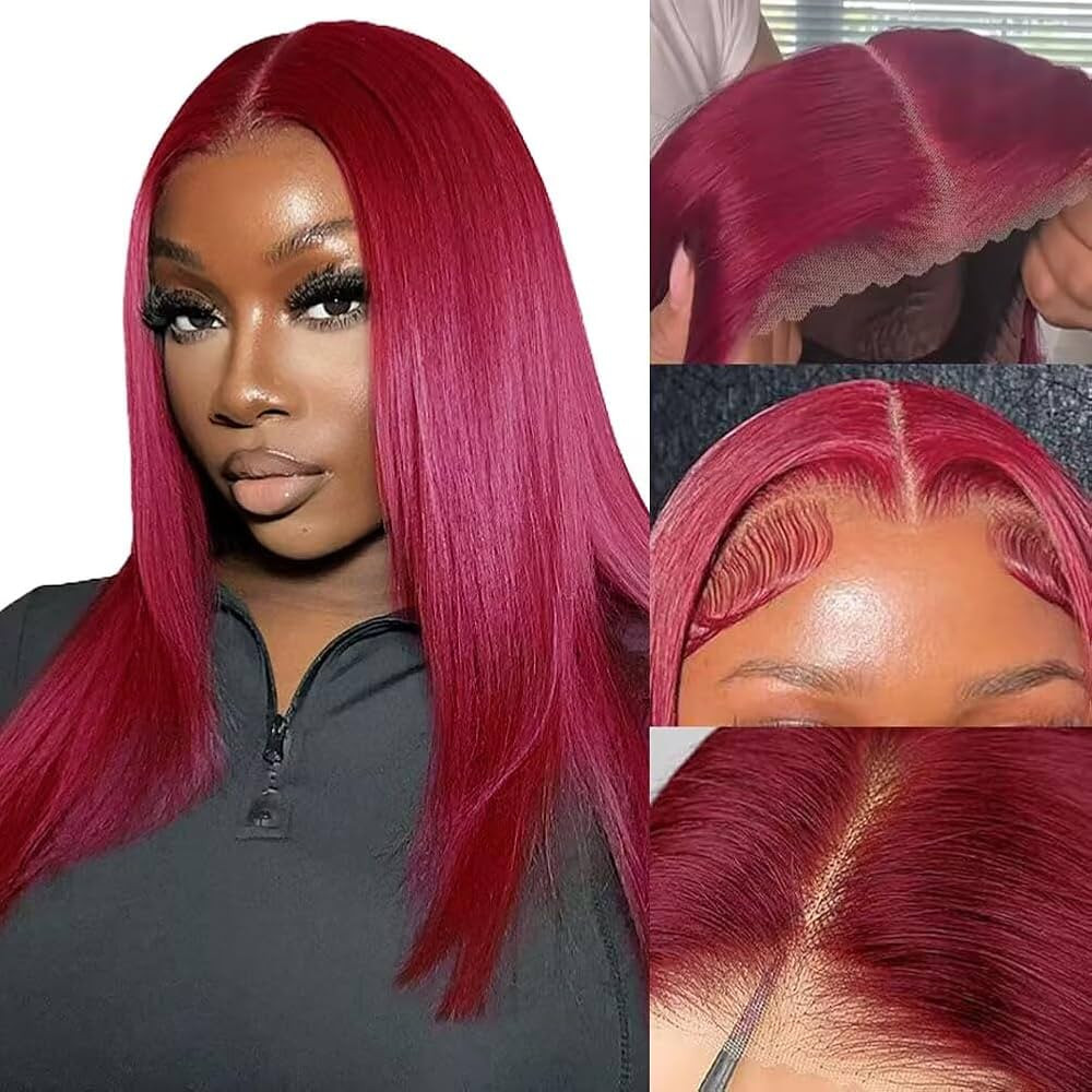 Burgundy Glueless Wigs Human Hair Pre Plucked Pre Cut 99J 13x4 HD Lace Closure Wigs Human Hair Wi... | Amazon (US)