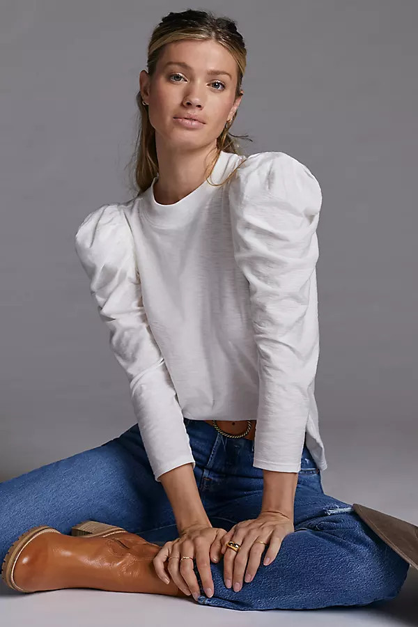 Nation LTD Puff-Sleeve Mock-Neck Top | Anthropologie (US)