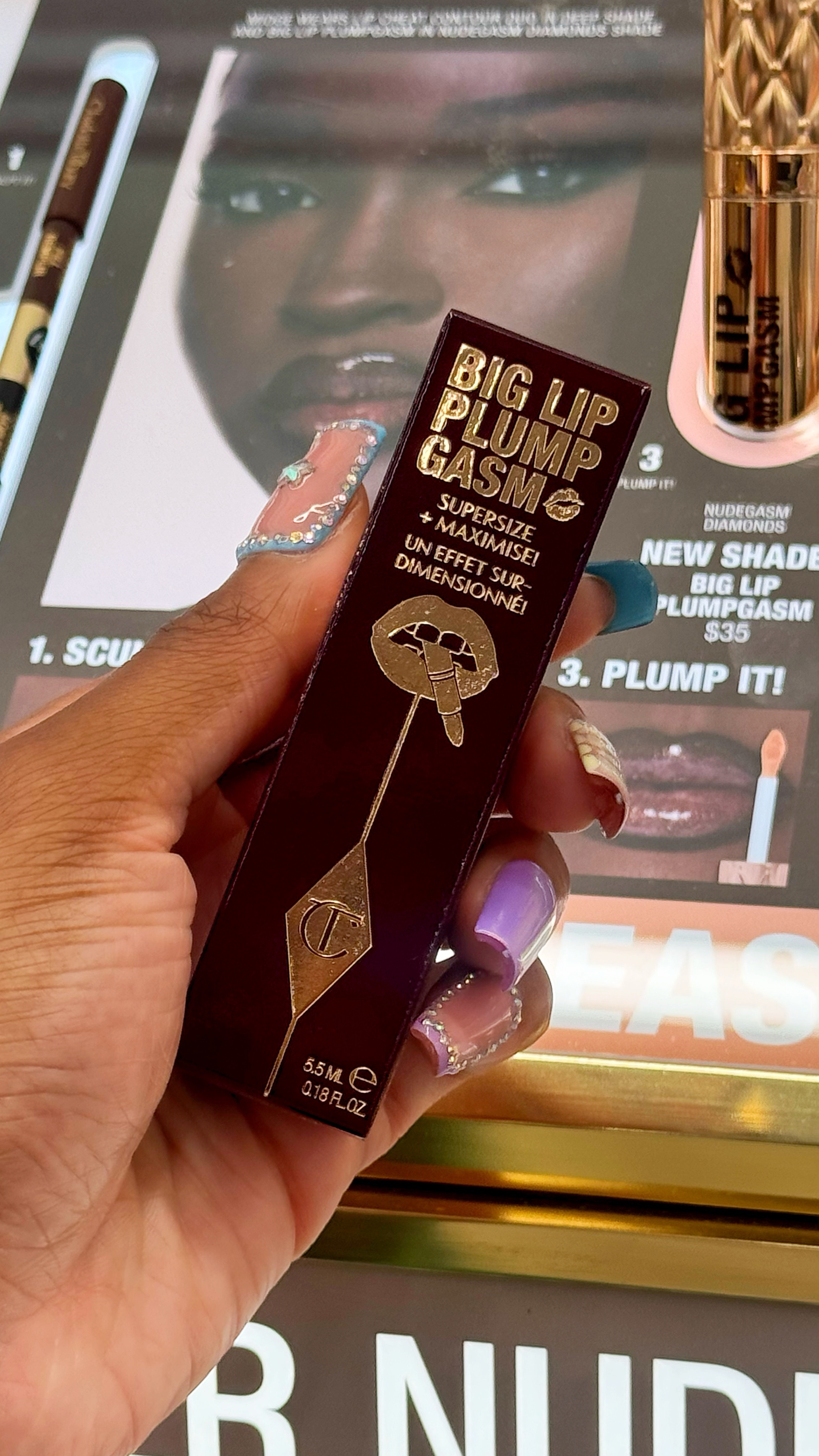 If you love a good nude lip combo, you gotta check out the new shade of Charlotte Tilbury’s big lip plumpgasm plumping lip gloss.

It’s called  “nudegasm diamonds” and it will be the perfect topper for your summer nude lip combos!