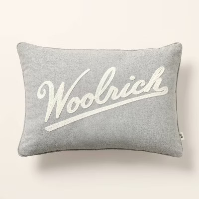 14"x20" Woolrich Embroidered Lumbar Toss Pillow Gray - Woolrich x Target | Target