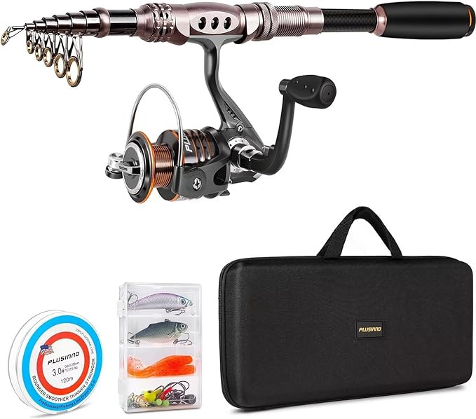 PLUSINNO Fishing Rod and Reel Combos Carbon Fiber Telescopic Fishing Pole with Reel Combo Sea Sal... | Amazon (US)
