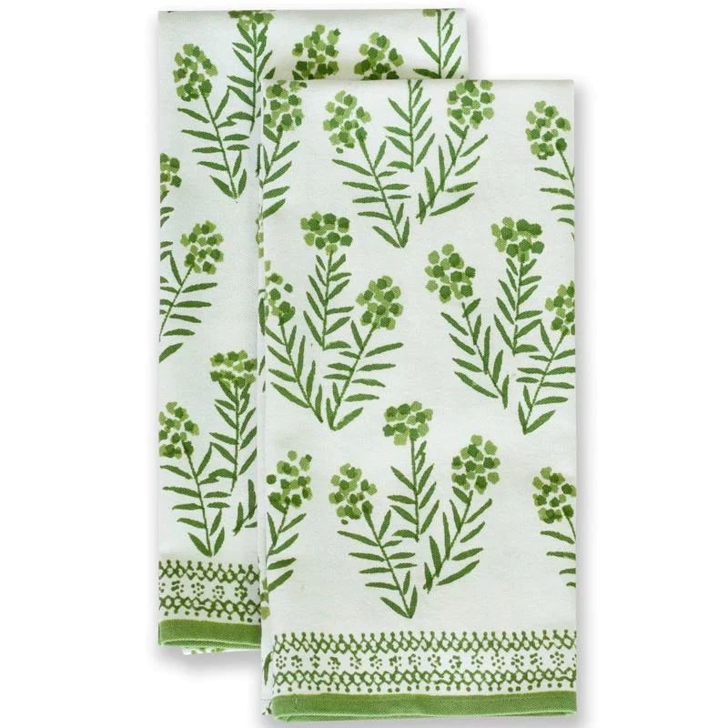 Phlox Green Tea Towels, Set of 2 | Sea Marie Designs