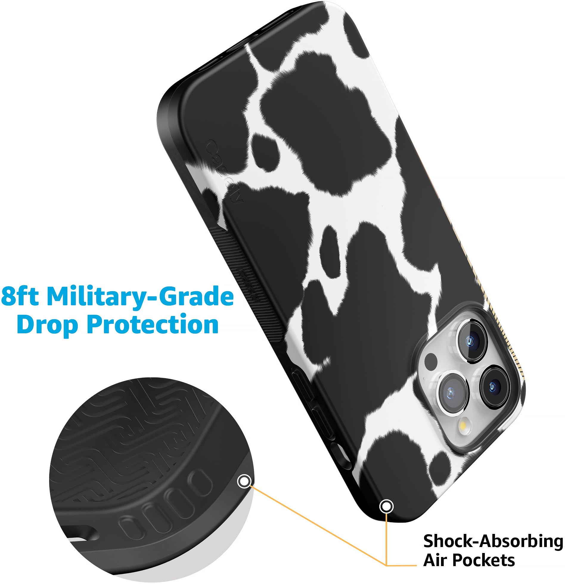 Casely iPhone 15 Pro Max Case | Current Mood | Cow Print | Bold Case | Compatible with MagSafe an... | Amazon (US)