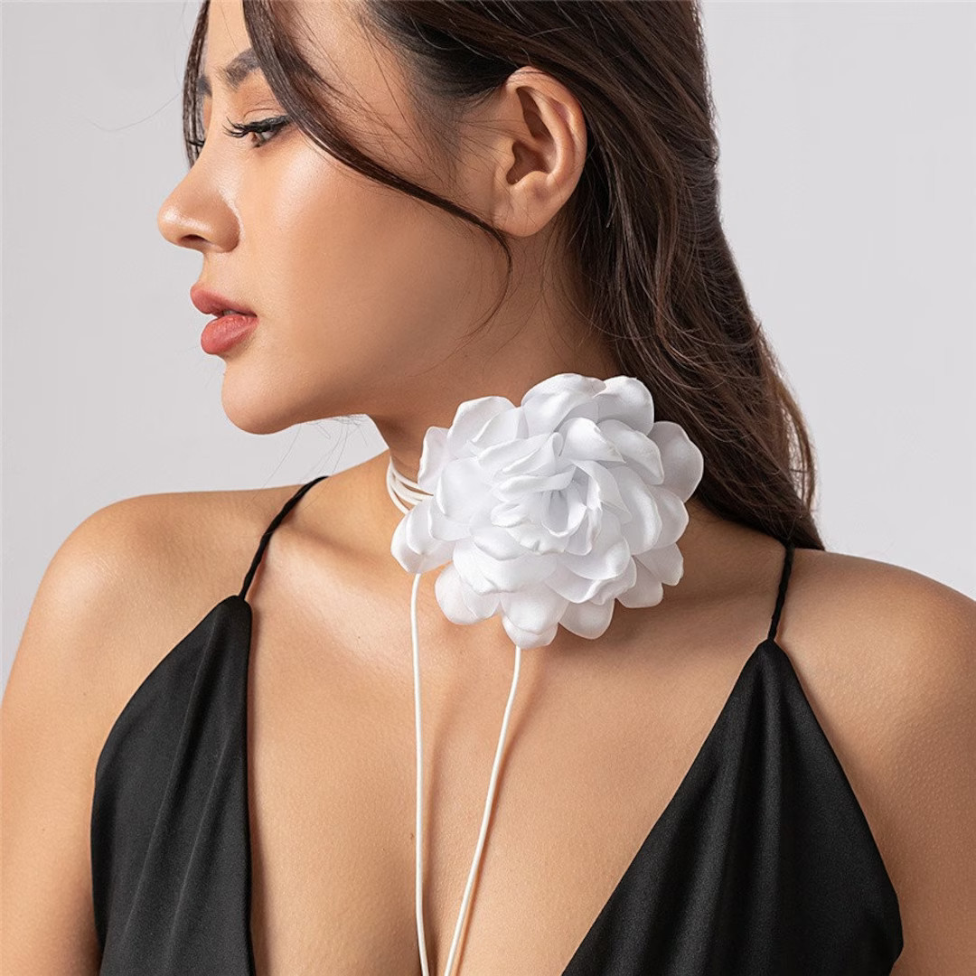 Rose Flower Choker Necklace, Bridal Choker for Wedding, Flower Statement Choker, Flower Necklace ... | Etsy (US)