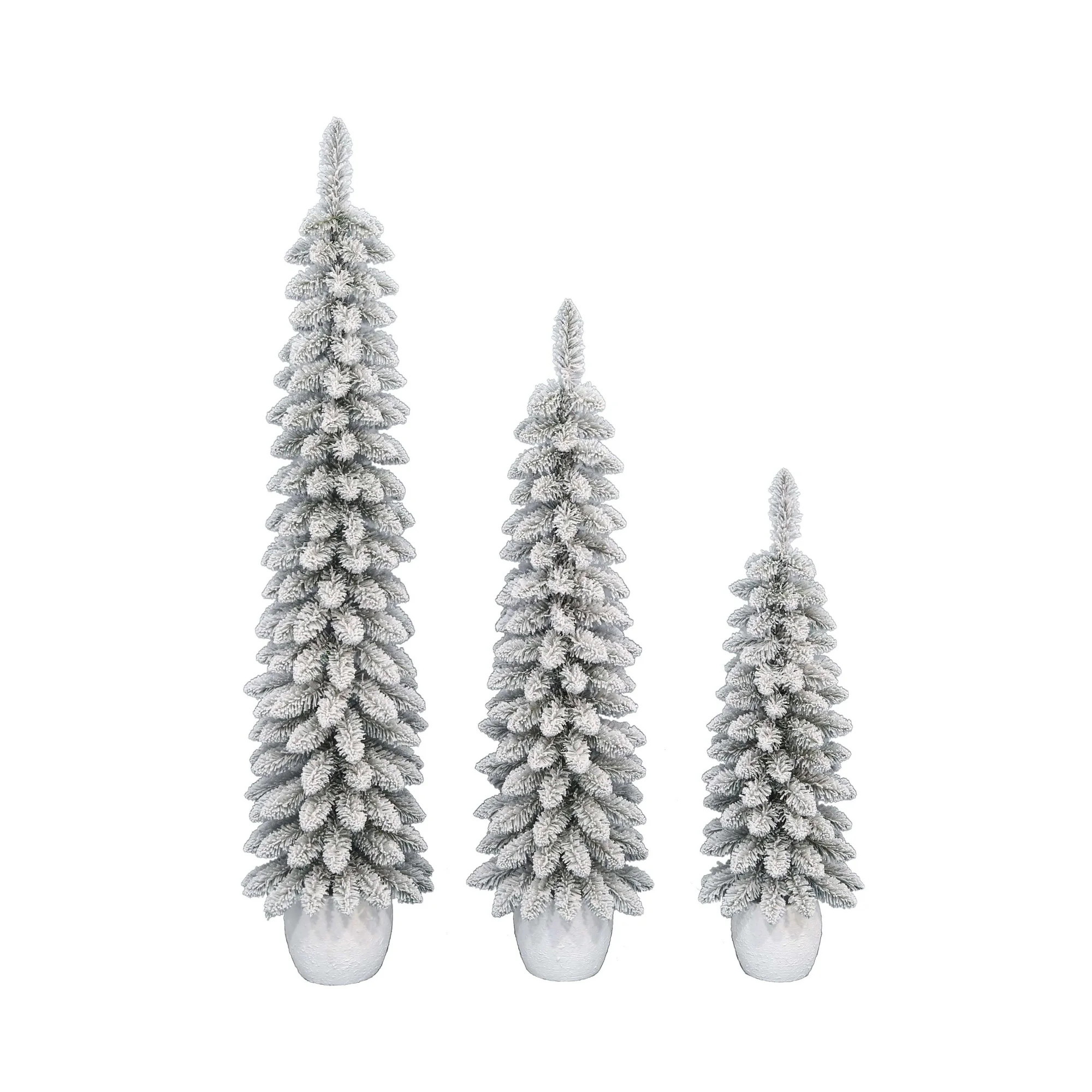 Set of 3 (3'/4'/5') Green Flocked Artificial Potted Christmas Trees, by Holiday Time | Walmart (US)