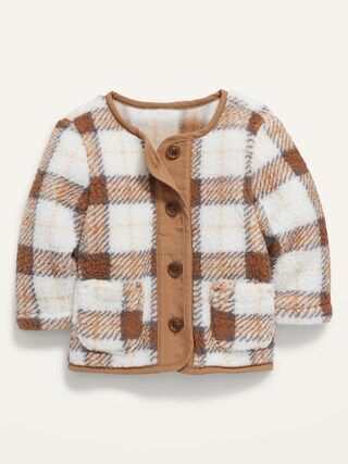 Unisex Plaid Button-Front Sherpa Jacket for Baby | Old Navy (US)
