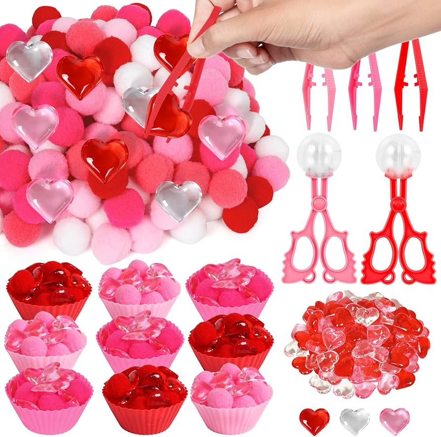 214 Pcs Valentine's Day Sensory Bin Items Valentine Counting Sorting Sensory Bin Filler Fine Moto... | Amazon (US)