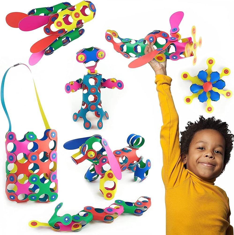 Clixo Rainbow 42 Piece Pack - Flexible, Durable, Imagination-Boosting Magnetic Building Toy- Mode... | Amazon (US)