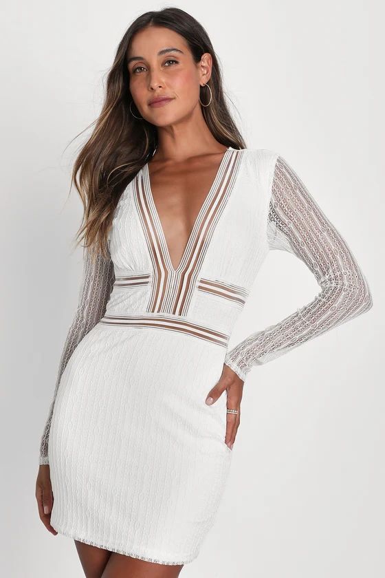 Casita White Lace Long Sleeve Mini Dress | Lulus (US)