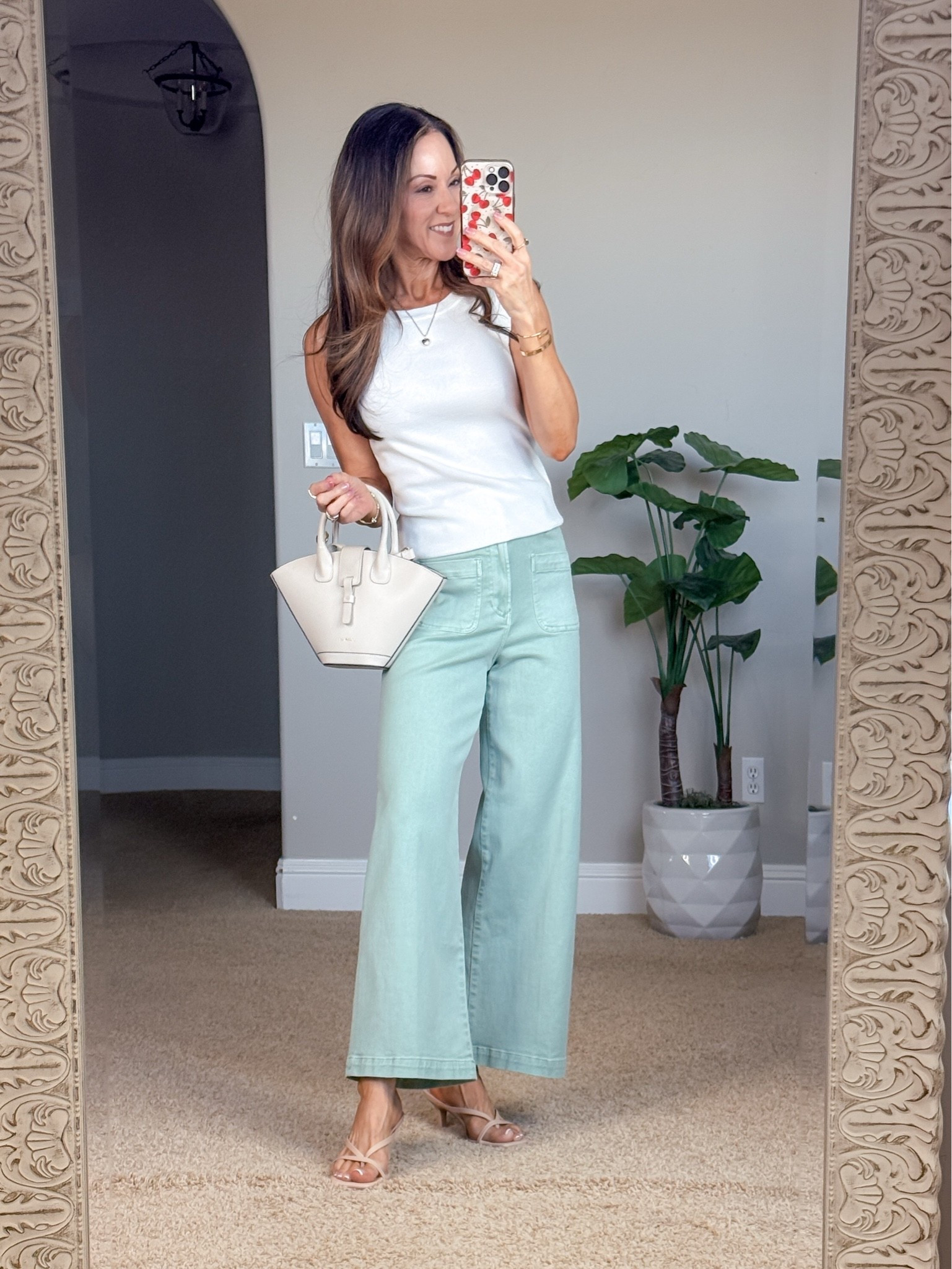 Summer outfit. Cute cropped pants in fresh mint. TTS I’m wearing size 24. Size down if in-between sizes
Sweater XS
For ref: I’m 5’1”, 107lbs

#LTKootd #LTKOver40 #LTKPetite