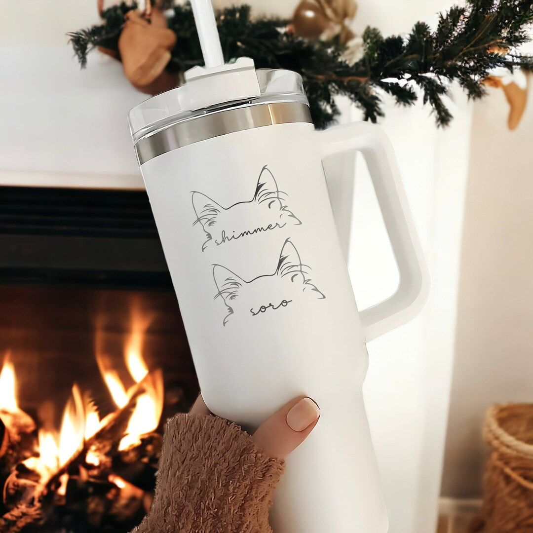 Custom Mother's Day Gifts for Cat Mom, Personalized Cat Ears 40oz Tumbler With Handle, Unique Gif... | Etsy (US)