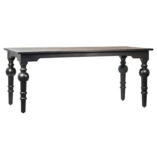Manny French Country Black Mango Wood Rectangular Dining Table - 72"W | Kathy Kuo Home