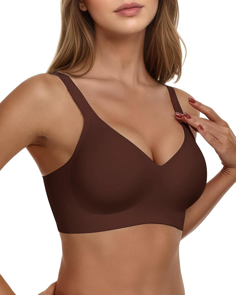 As Fairy Womens Soft Comfortable No Underwire Bras V Neck Seamless Push Up Bralettes Full Coverag... | Amazon (US)