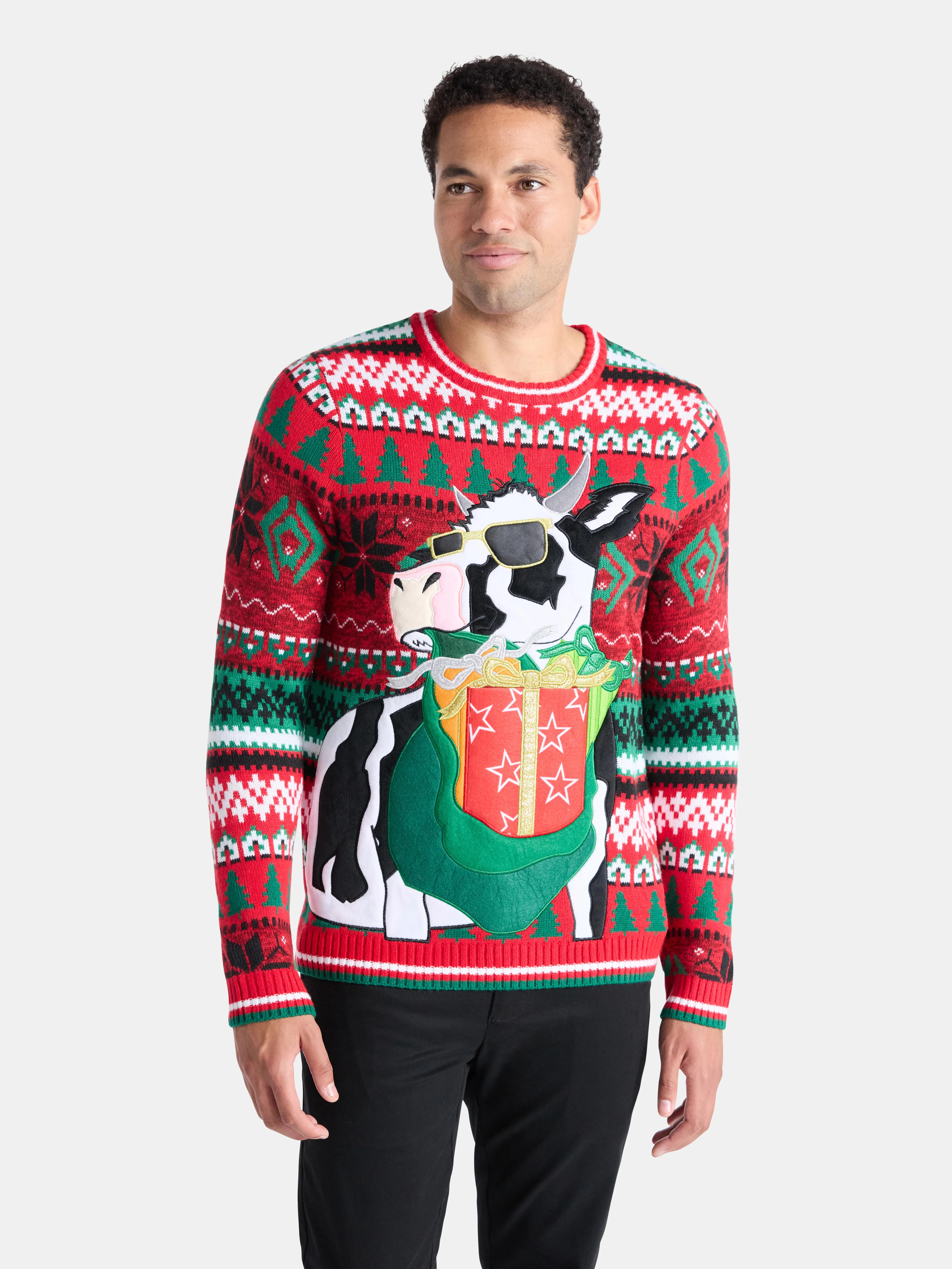 Men's Christmas Sweater Ugly Christmas Sweater with Drink Pocket from Holiday Time, Sizes XS-3XL | Walmart (US)