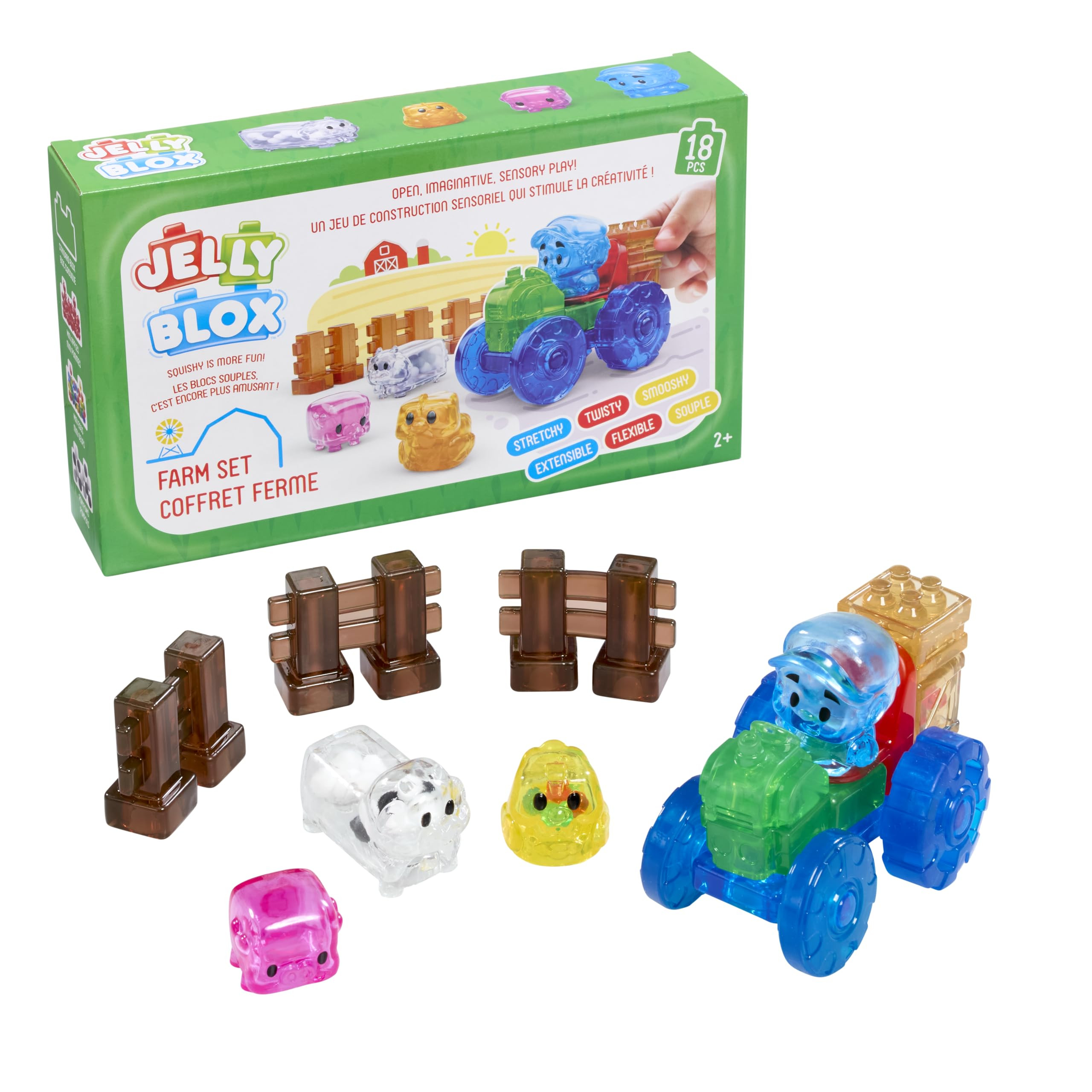 Jelly Blox Farm Set | Includes 18 Pieces | Toddler & Preschool Building Blocks Kids Can Squeeze, ... | Amazon (US)