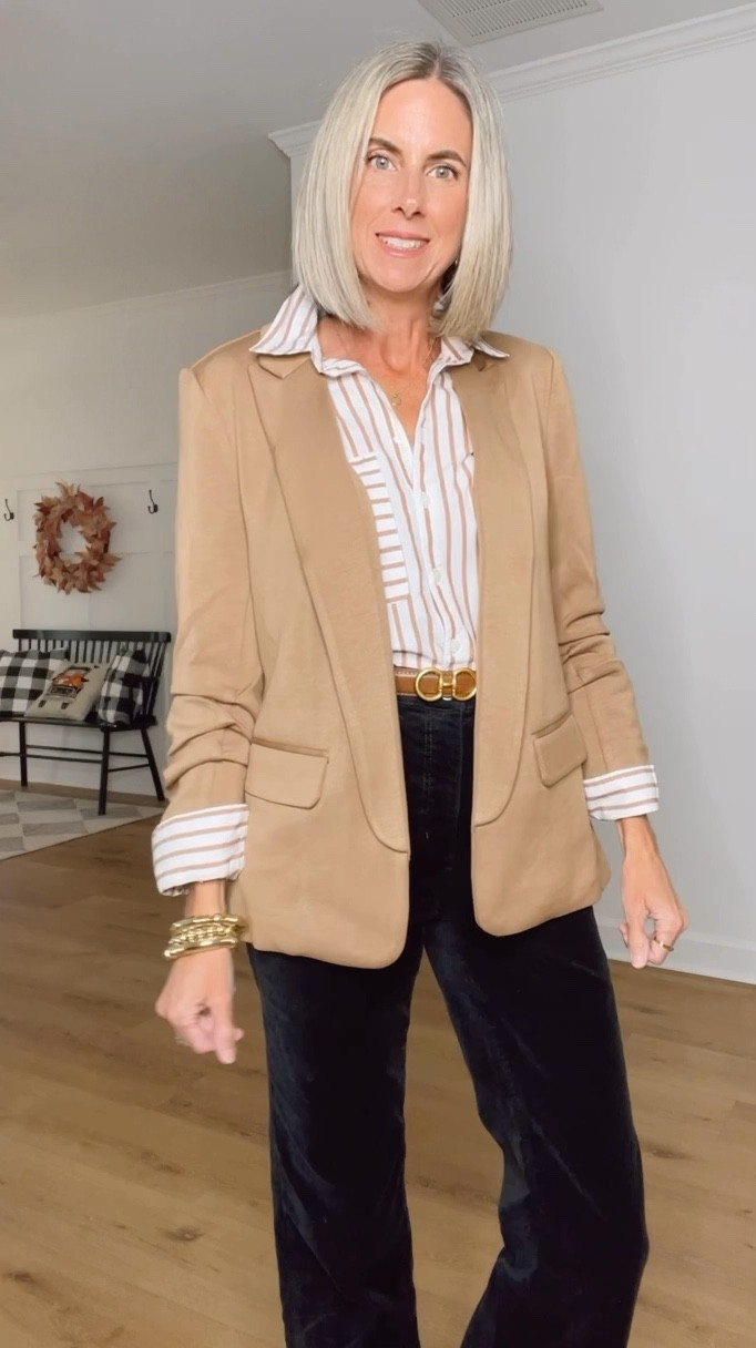 Love the cinched sleeves on this blazer from Walmart! Beautiful neutral color and fits true to size. Wearing a small. Perfect for work

Walmart outfit ideas fall
Fall blazer 
Workwear
Teacher outfit 


#LTKWorkwear #LTKStyleTip #LTKVideo
