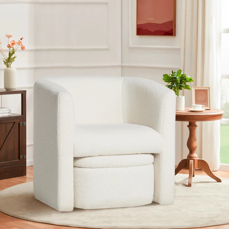 Braedin Upholstered Barrel Accent Chair With Storable Ottoman | Wayfair North America