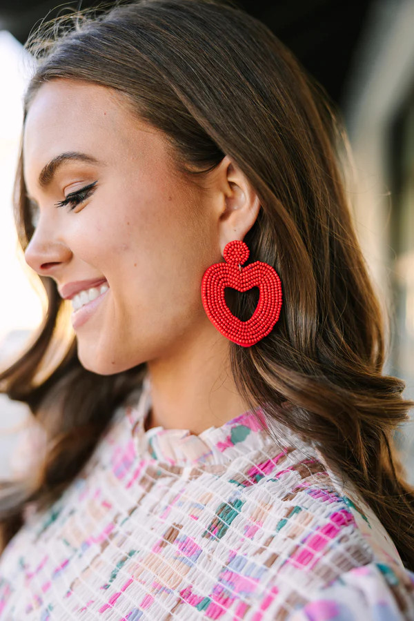 Heart Beats For You Red Beaded Earrings | The Mint Julep Boutique